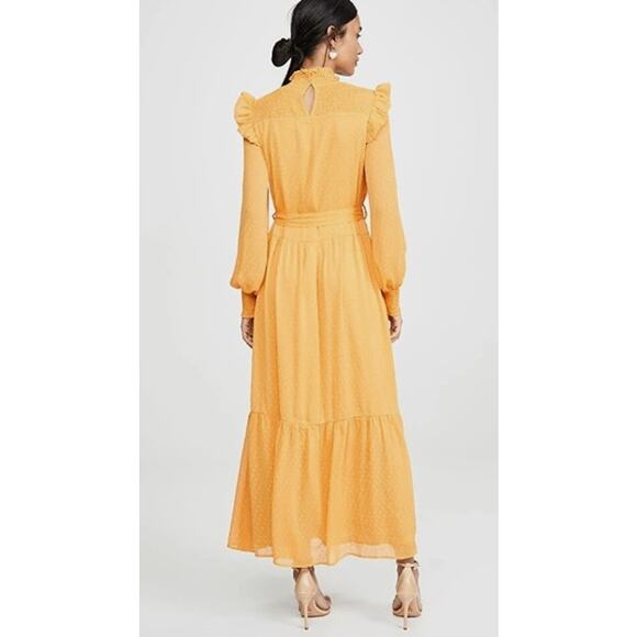 NWT English Factory Yellow Long Sleeve Swiss Dot Smocked Maxi Dress Womens Small - Picture 2 of 10